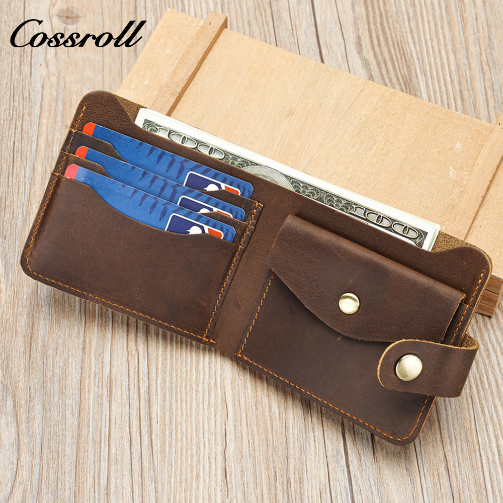 Cross-border Crazy Horse leather men's retro casual slim cowhide wallet