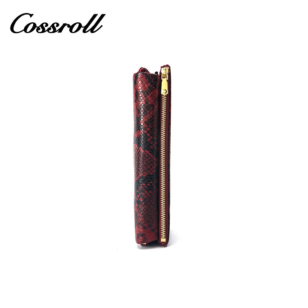 Factory direct sales of high quality luxury leather women python textured leather