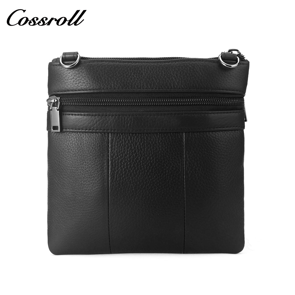 New Genuine Leather Unisex Crossbody Three Zipper MiniShoulder Bag Cowhide Personalized Small Purse