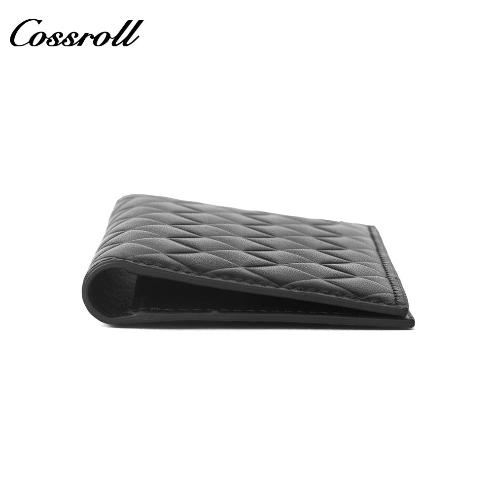 Diamond Quilted Genuine Leather Bifold Card Wallet, Multi-Layer Slots Portable Card Holder for Passport, ID Documents & Daily Cards