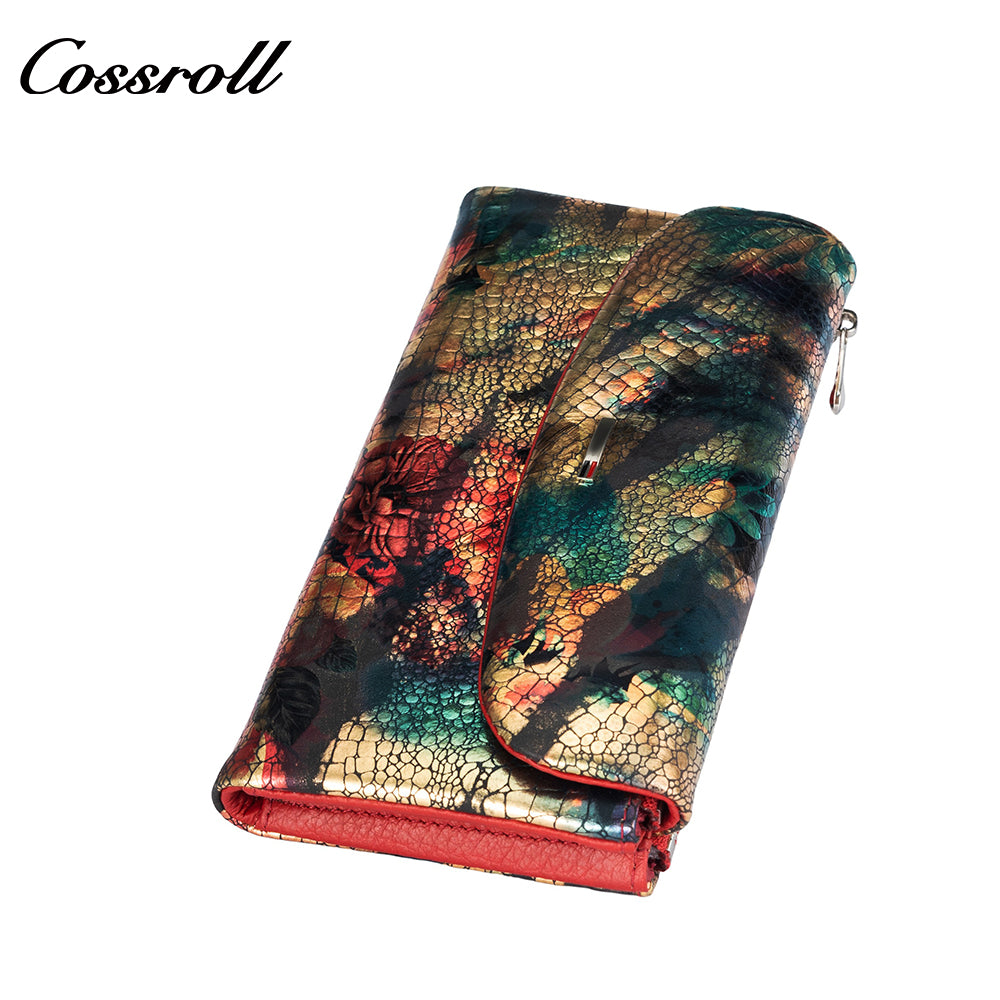 Most Popular best brand leather long wallet female Genuine Leather