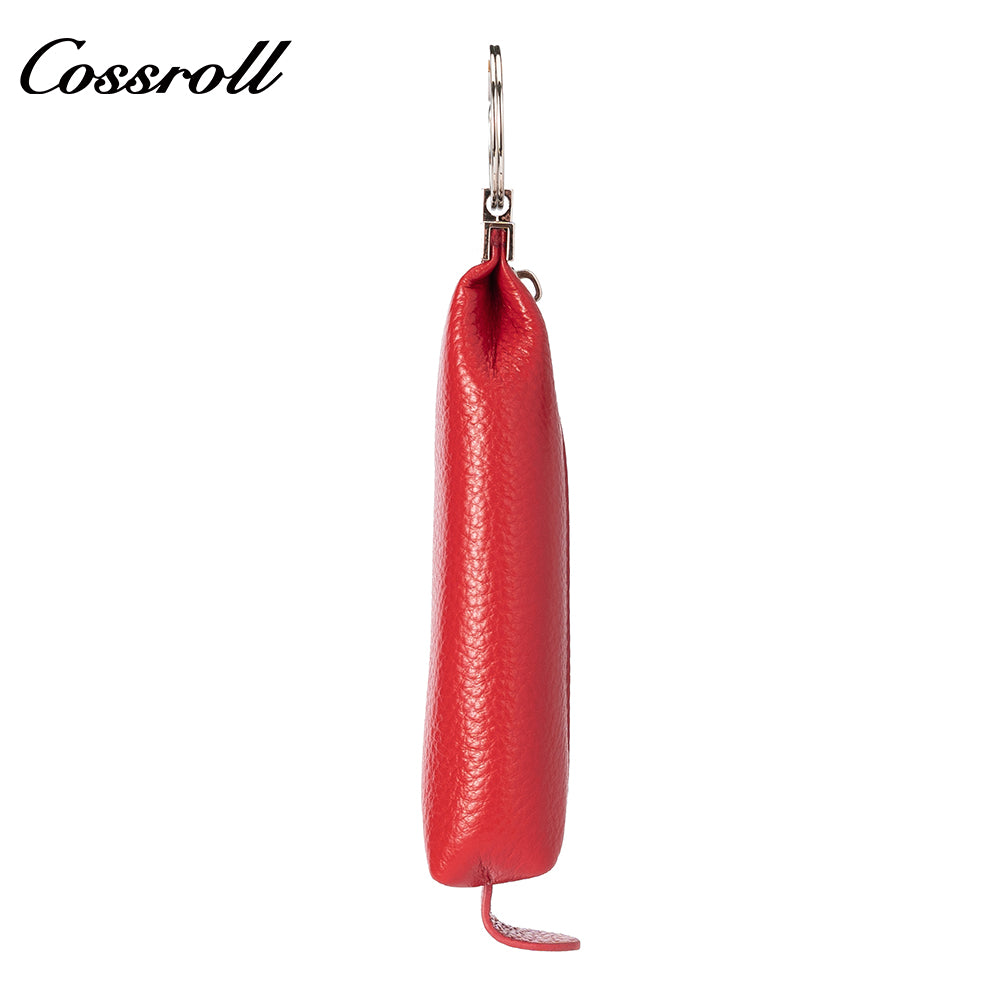 Factory custom zipper key bag Car key Ring Leather wallet Portable cowhide key chain set