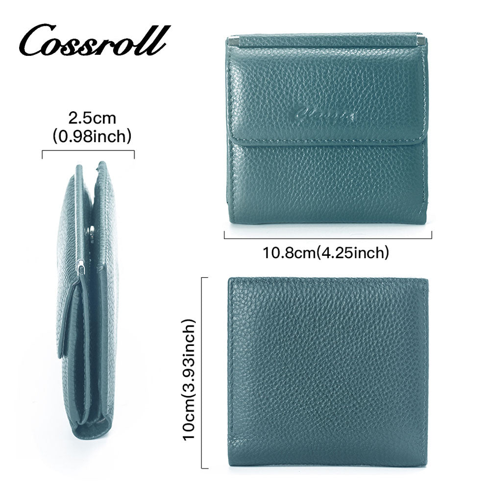 Custom Mini Luxury Leather Coin Purse Solid Color Ladies Wallet Genuine Leather Wallets for Women