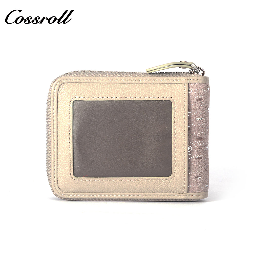New factory custom leather money baotou layer cowhide change card wallet Genuine leather holding women's purse custom
