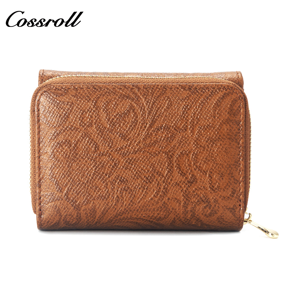 Manufacturers custom cowhide embossed women's purse large capacity European and American leather vintage money clip
