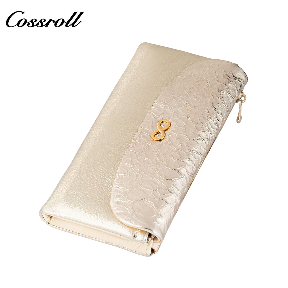 Cross Border Long Leather Wallet Head Layer Cowhide Women's Premium Feeling Glossy Clutch New Wallet Ladies Long Clip
