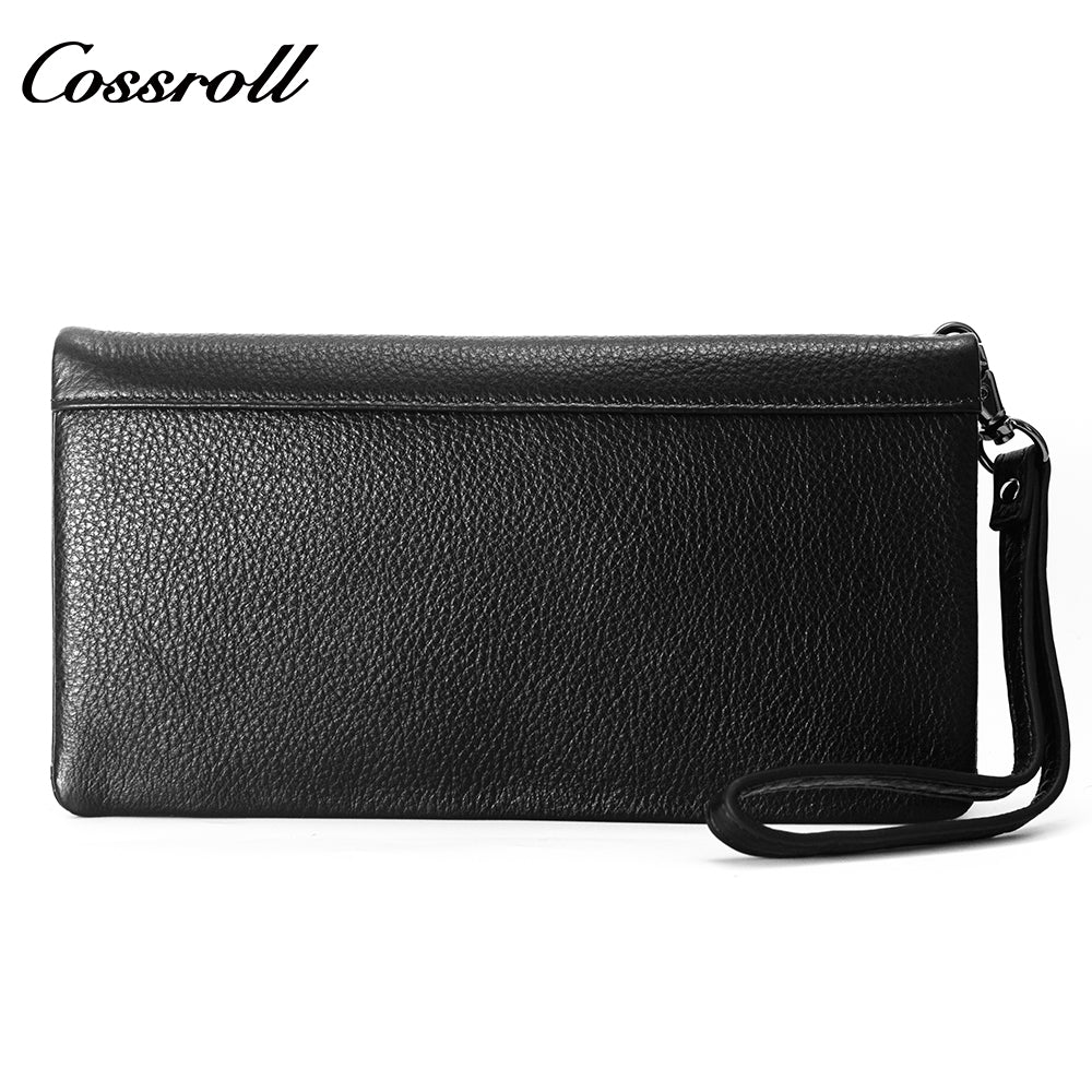2024 New Genuine Leather Men's Wallet Long Zipper Large Capacity Clutch Cowhide Clutch Bag Best-Selling Wallet