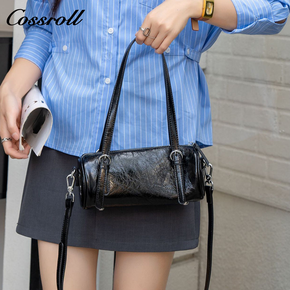 Shoulder Armpit Vintage Bag Bag Bag Bag Women's Premium Feeling Head Layer Leather Handheld Crossbody Bowling Bag