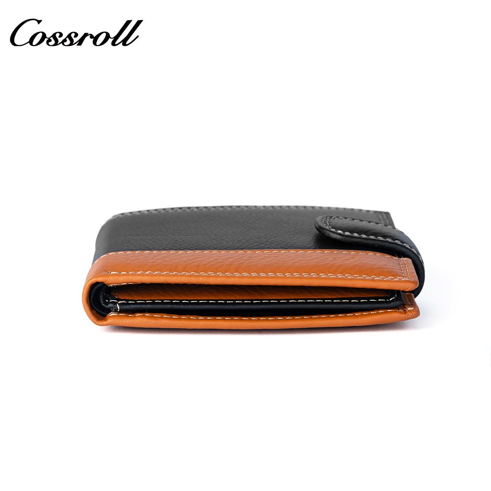 Foreign trade leather wallet men's Europe and the United States fashion buckle spelling color short wallet