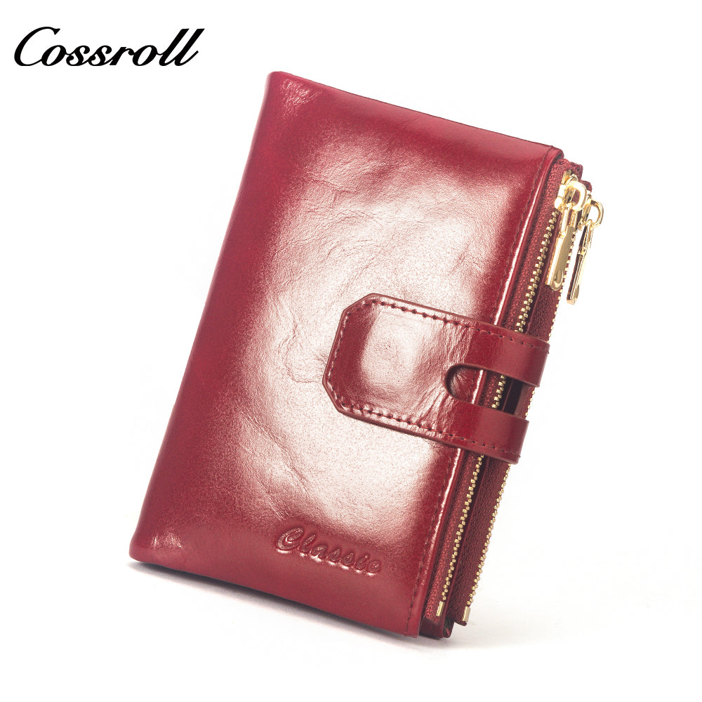 High Quality Wholesale ladies mens genuine leather purse handmade short wallets oil wax leather