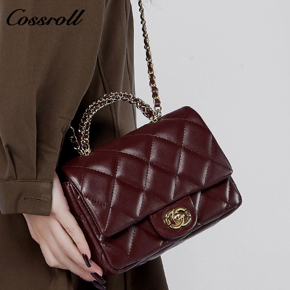 Small perfume style metal chain diamond lattice handbags versatile shoulder crossbody antique women's bag