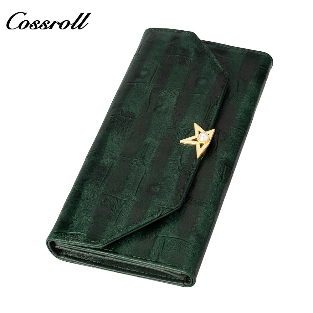 2024 Most Popular best brand leather long wallet female Genuine Leather