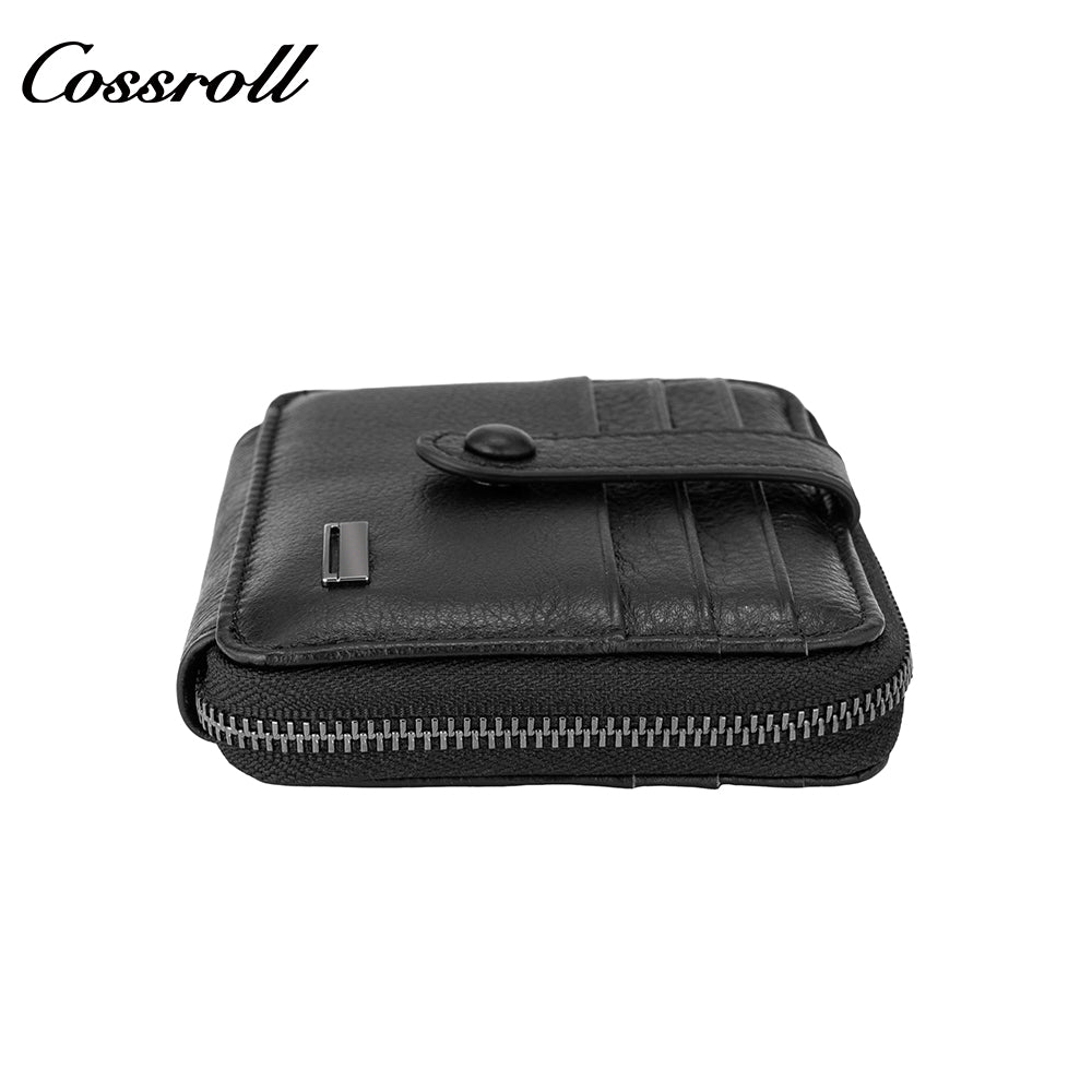 Multi-card zip plus enclosure casual head layer cowhide horizontal men's wallet