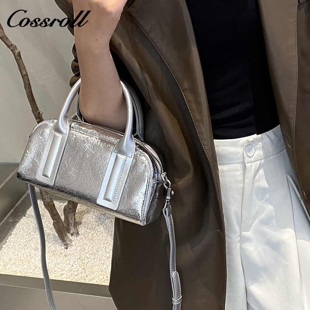 Head layer oil wax cowhide single shoulder crossbody women's bag fashion generous shell bag zipper soft leather handheld