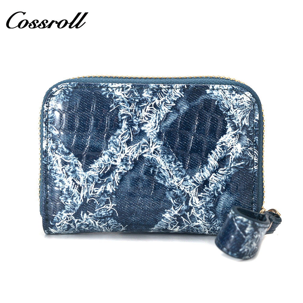 Customized Manufacturer leather luxury women small wallet organ card holder crocodile texture Genuine Leather