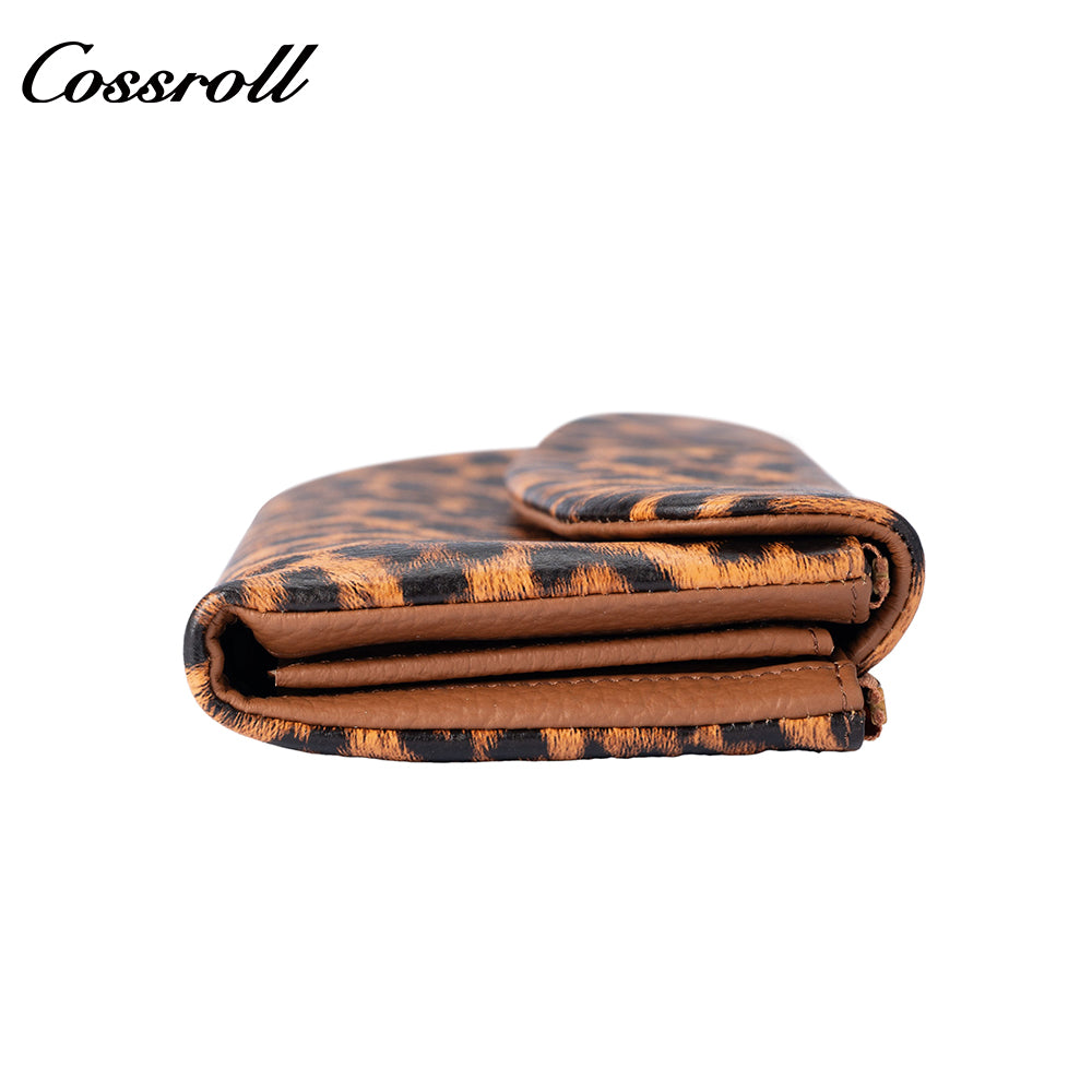 Women's Leopard Print Long Wallet with Large Capacity and Soft Leather Texture