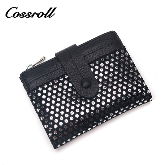 Brand New slim black leather wallet women With High Quality