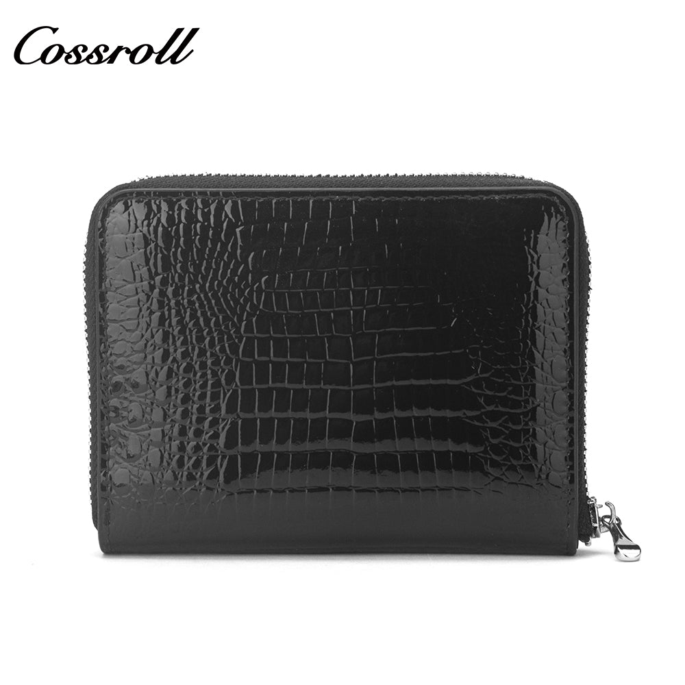 New women's short purse Europe and the United States patent leather  simple zipper purse