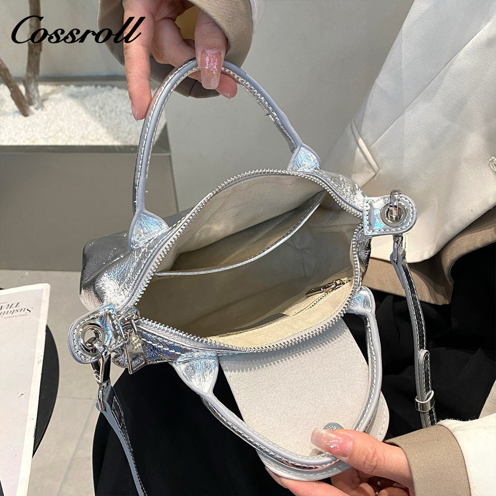 Head layer oil wax cowhide shoulder female dumpling bag ladies handheld crossbody leather bag