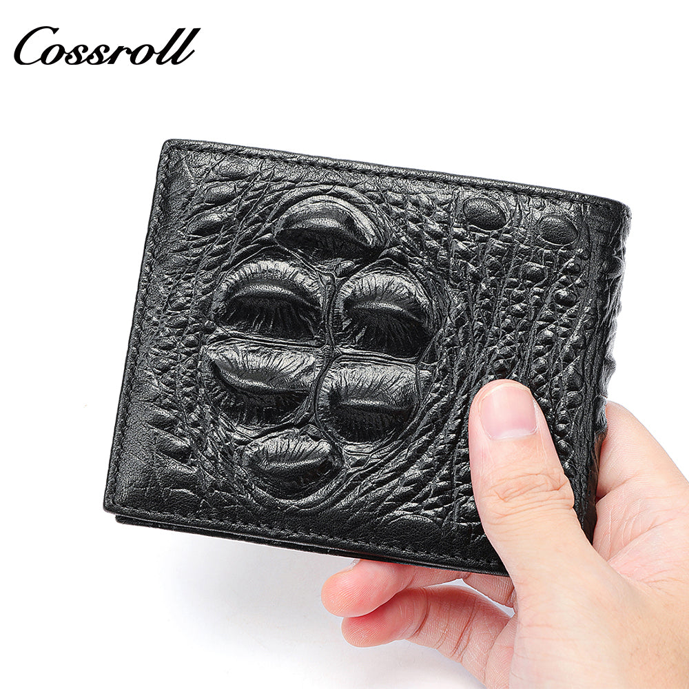 Crocodile Print Wallet Men's Long Genuine Leather Slim Soft Cowhide Money Clip