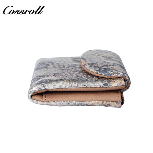 Genuine Leather Women's Luxury Wallet, Snake Pattern, Multiple Card Slots, Zipper Coin Purse