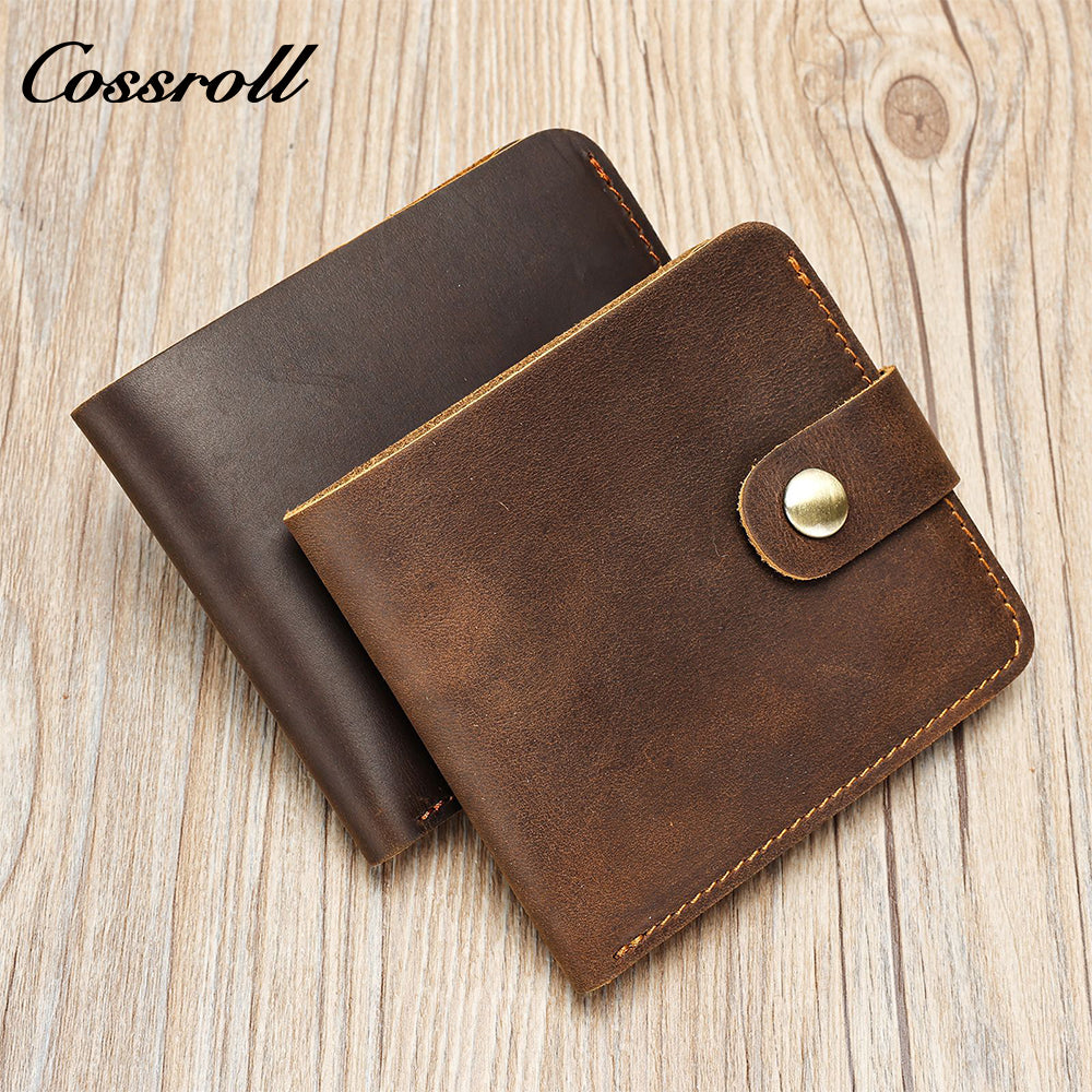 Cross-border Crazy Horse leather men's retro casual slim cowhide wallet