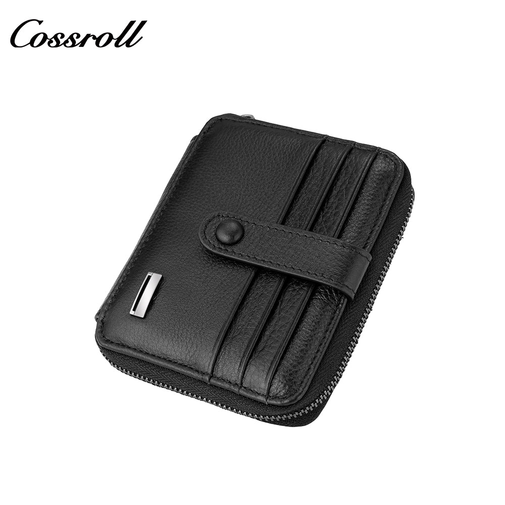Multi-card zip plus enclosure casual head layer cowhide horizontal men's wallet
