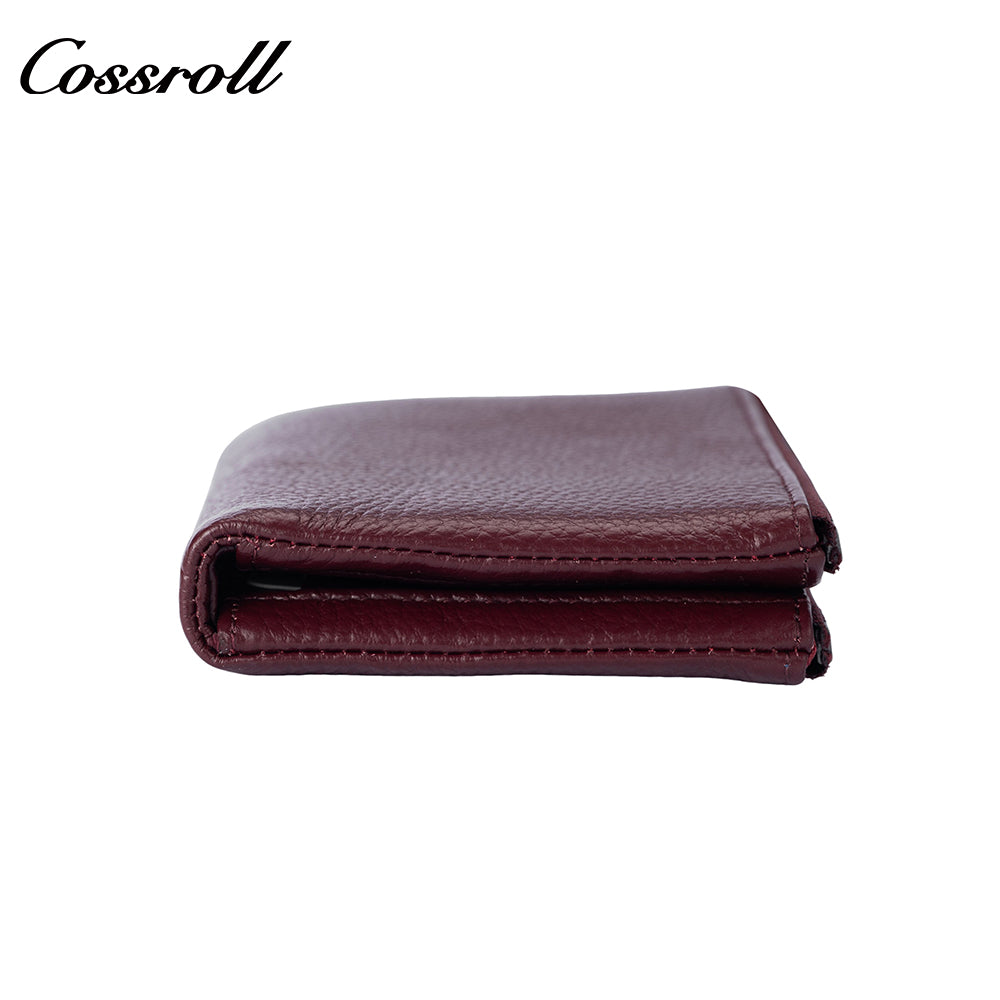 Women's top-grain cowhide wallet with multiple card slots genuine leather card holder and zippered coin pocket