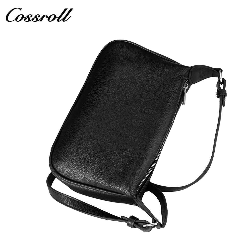 Leather crossbody bag women 2024 new fashion hundred bypass head layer cowhide women's shoulder bag soft leather hand crescent bag