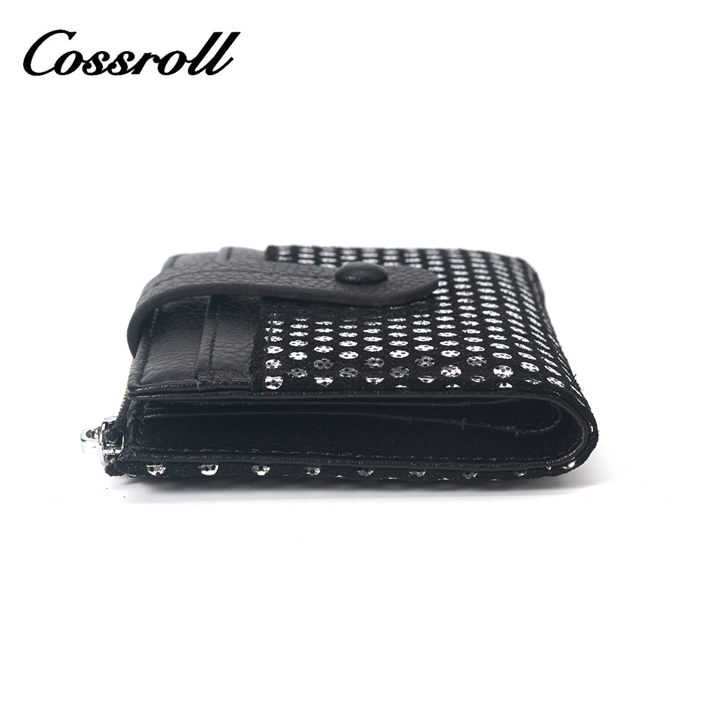 Brand New slim black leather wallet women With High Quality