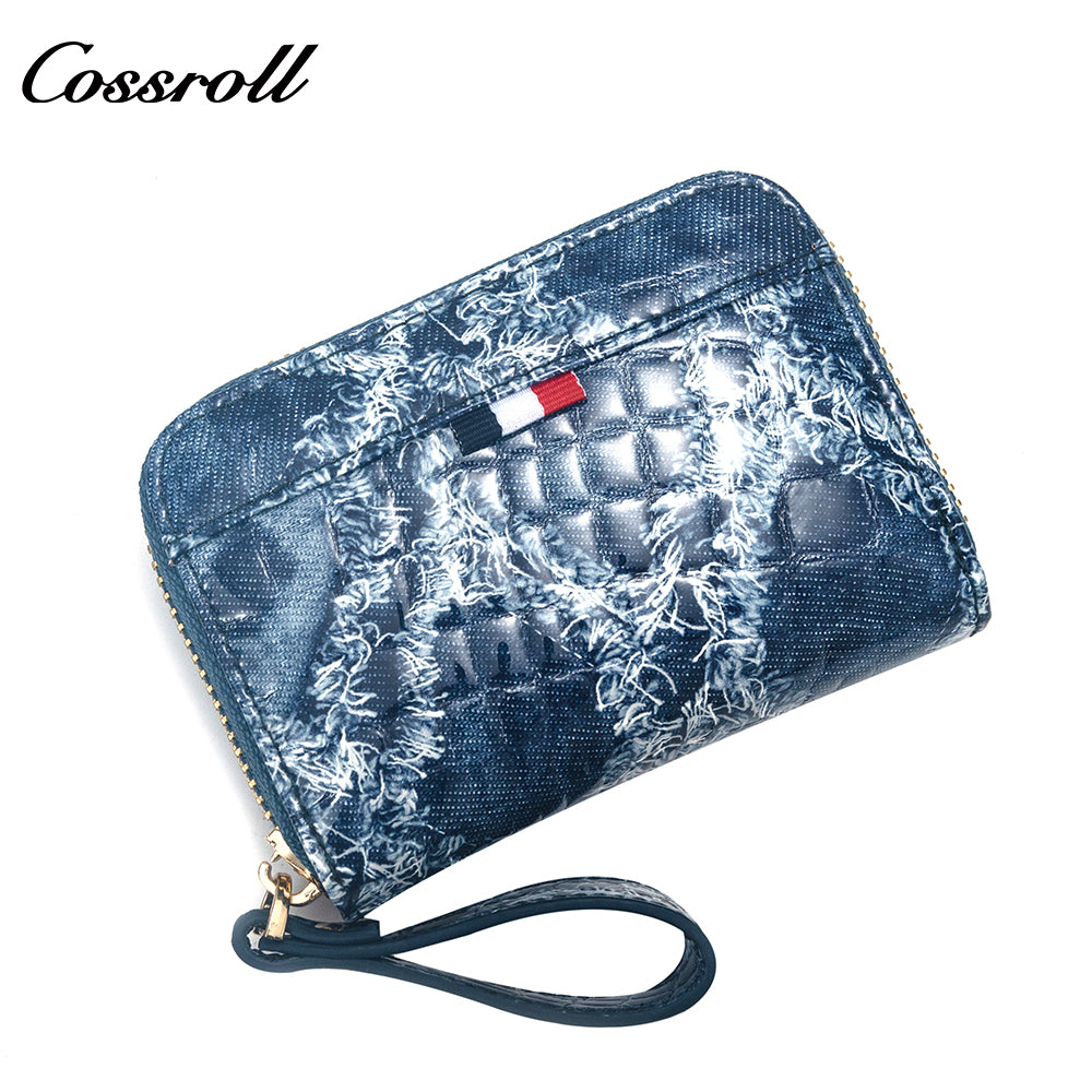 Customized Manufacturer leather luxury women small wallet organ card holder crocodile texture Genuine Leather