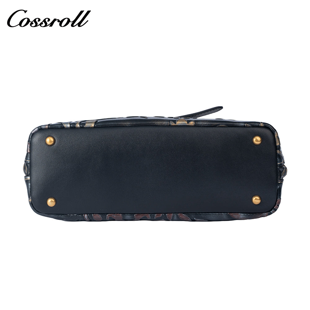 Vintage Embossed Leather Tote Bag for Women, Large Capacity Handbag & Crossbody Bag, Premium Hand-Carved Commuter Bag