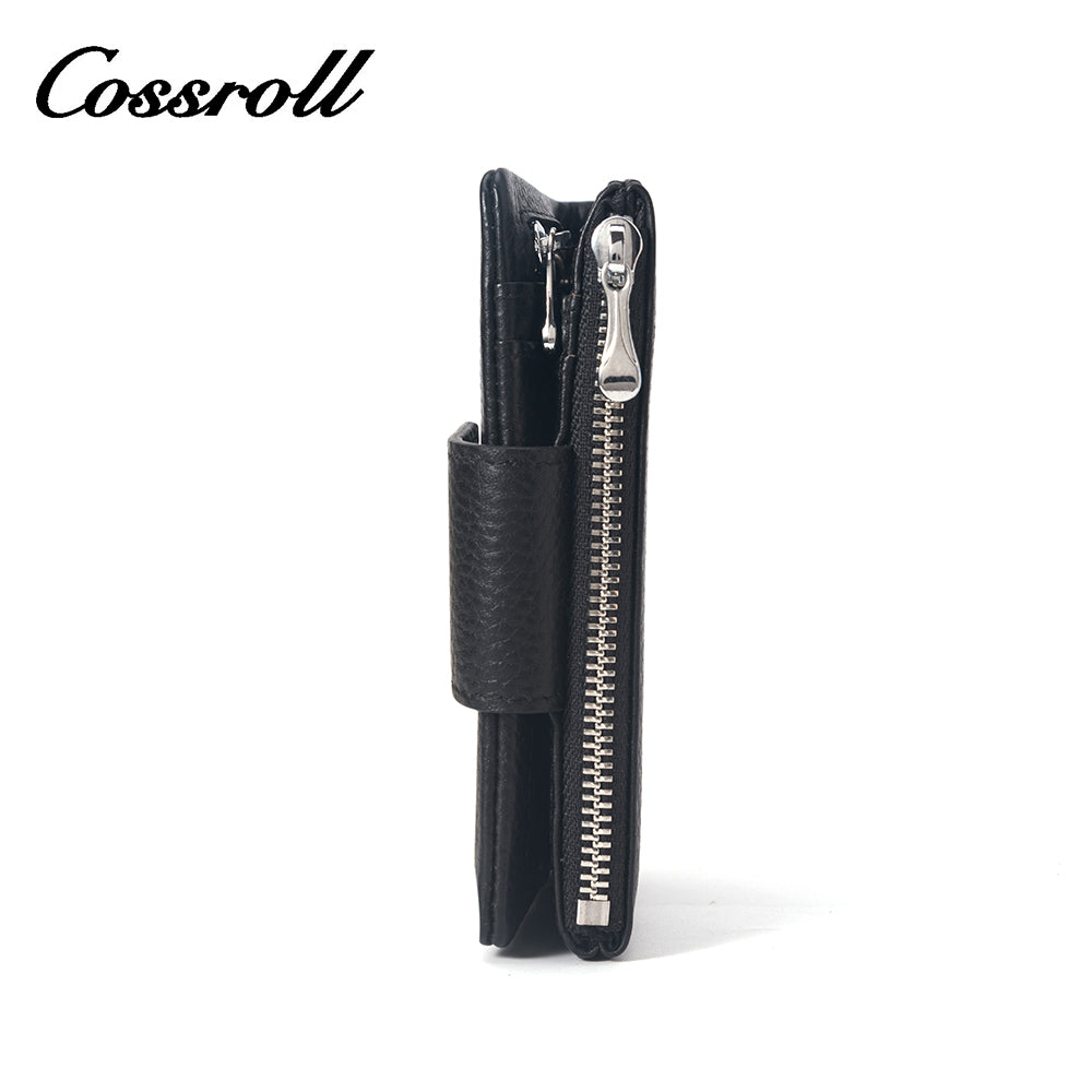 Hot Selling Bifold Leather black zipper Wallet For Men With Great Price