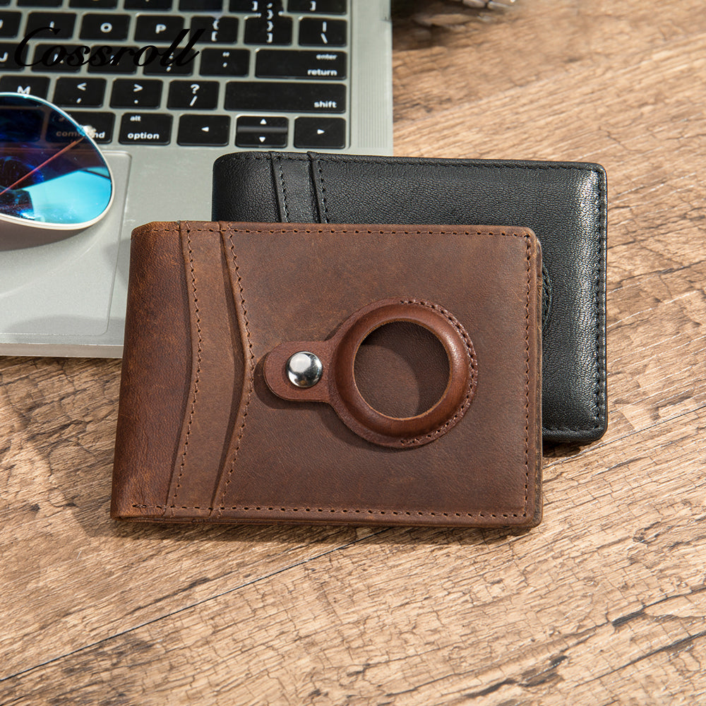 New airtag Wallet Men's Premium Sense RFID Anti-magnetic Anti-theft Brush Tracker Card Case Customized