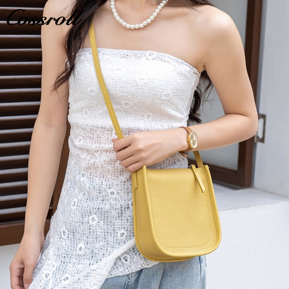 Head layer TOGO cowhide small square bag personality leisure senior texture leather crossbody bag niche hundred with cell phone bag