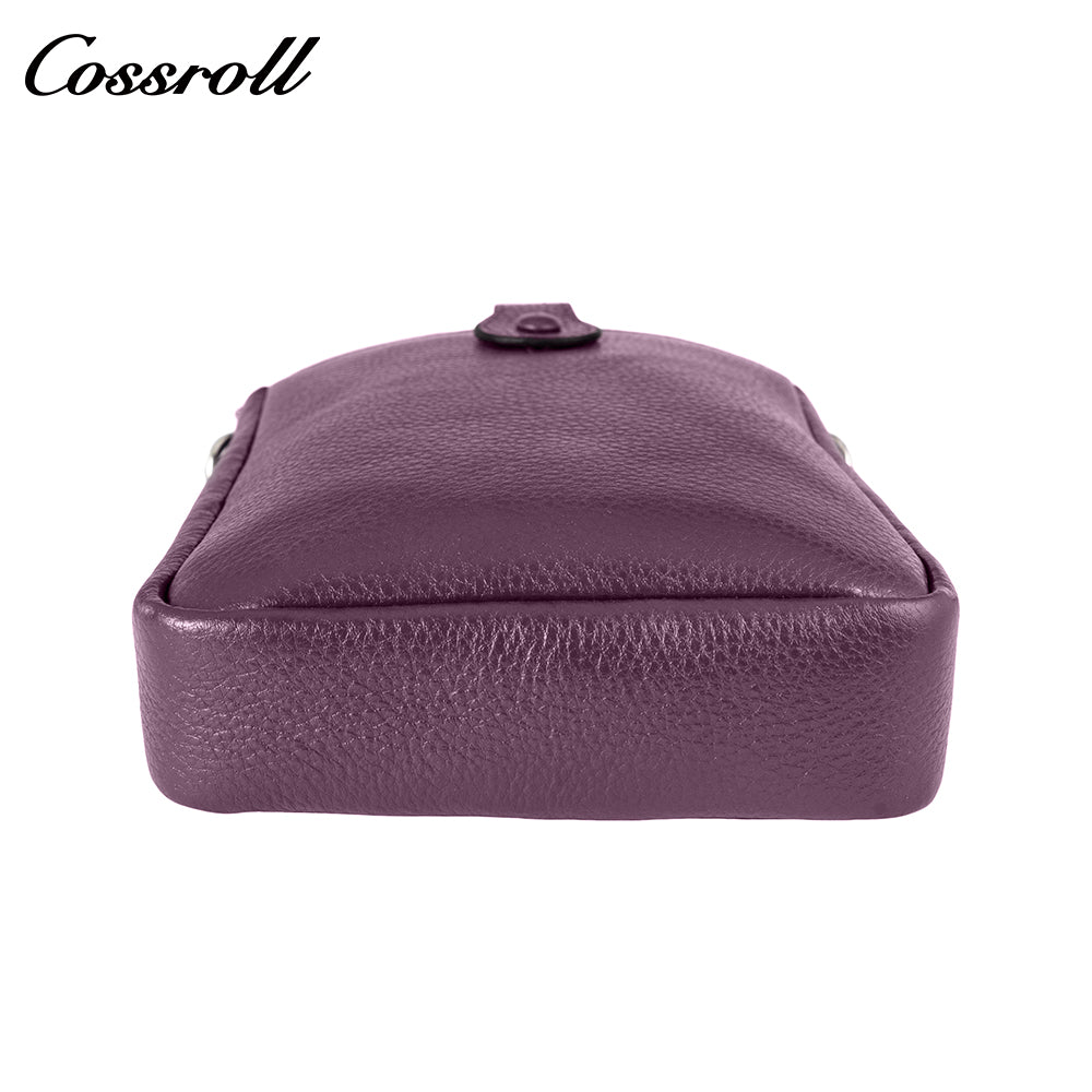 Litchi grain head layer cowhide multi-layer vertical cell phone small bag single shoulder crossbody women's bag