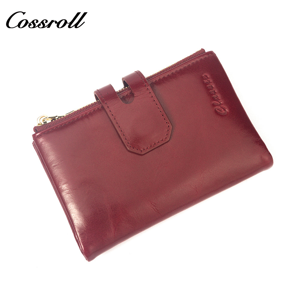 High Quality Wholesale ladies mens genuine leather purse handmade short wallets oil wax leather