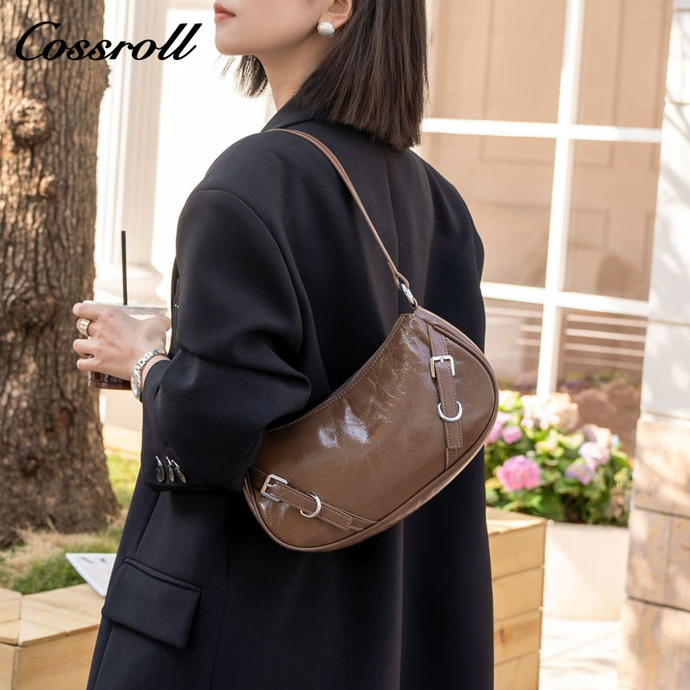 Head layer cowhide cracked shoulder female small bag shell Europe and the United States crossbody Tote