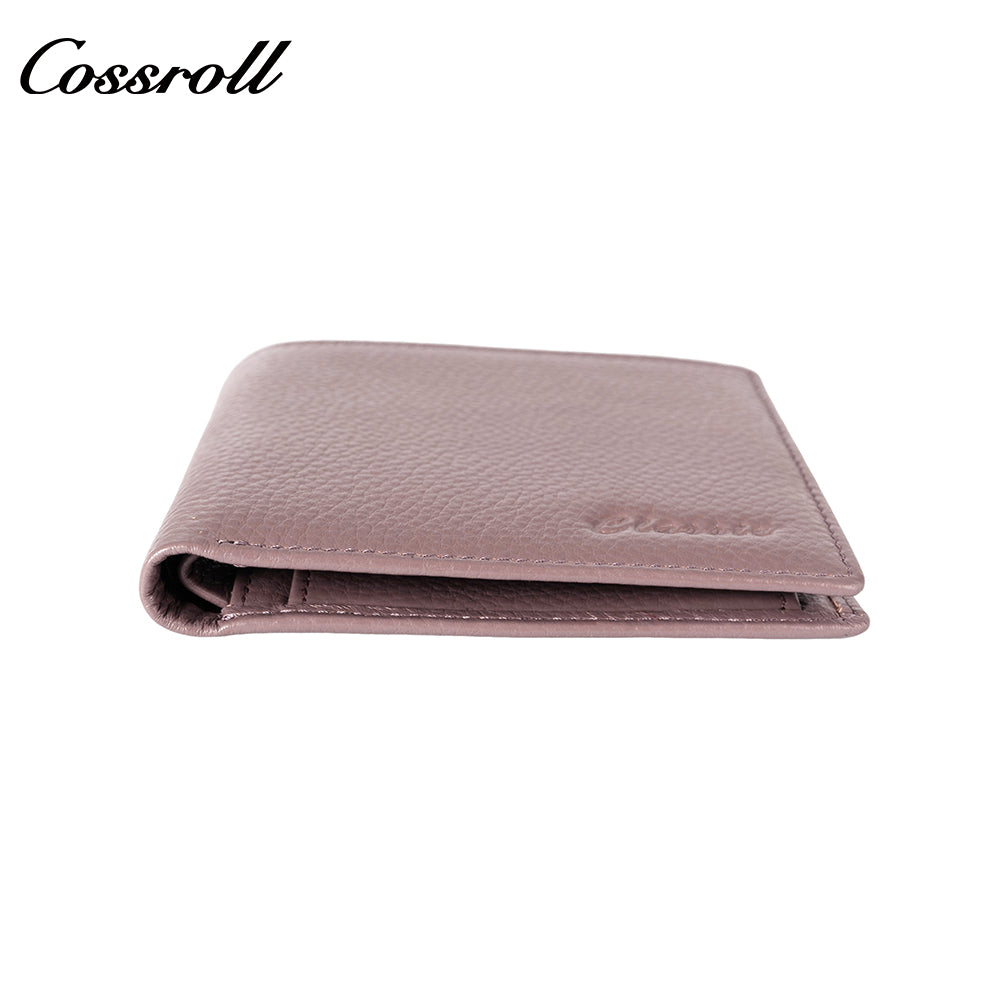 Women's top-grain cowhide leather wallet with anti-magnetic and anti-theft card slots, ultra-thin and compact design.