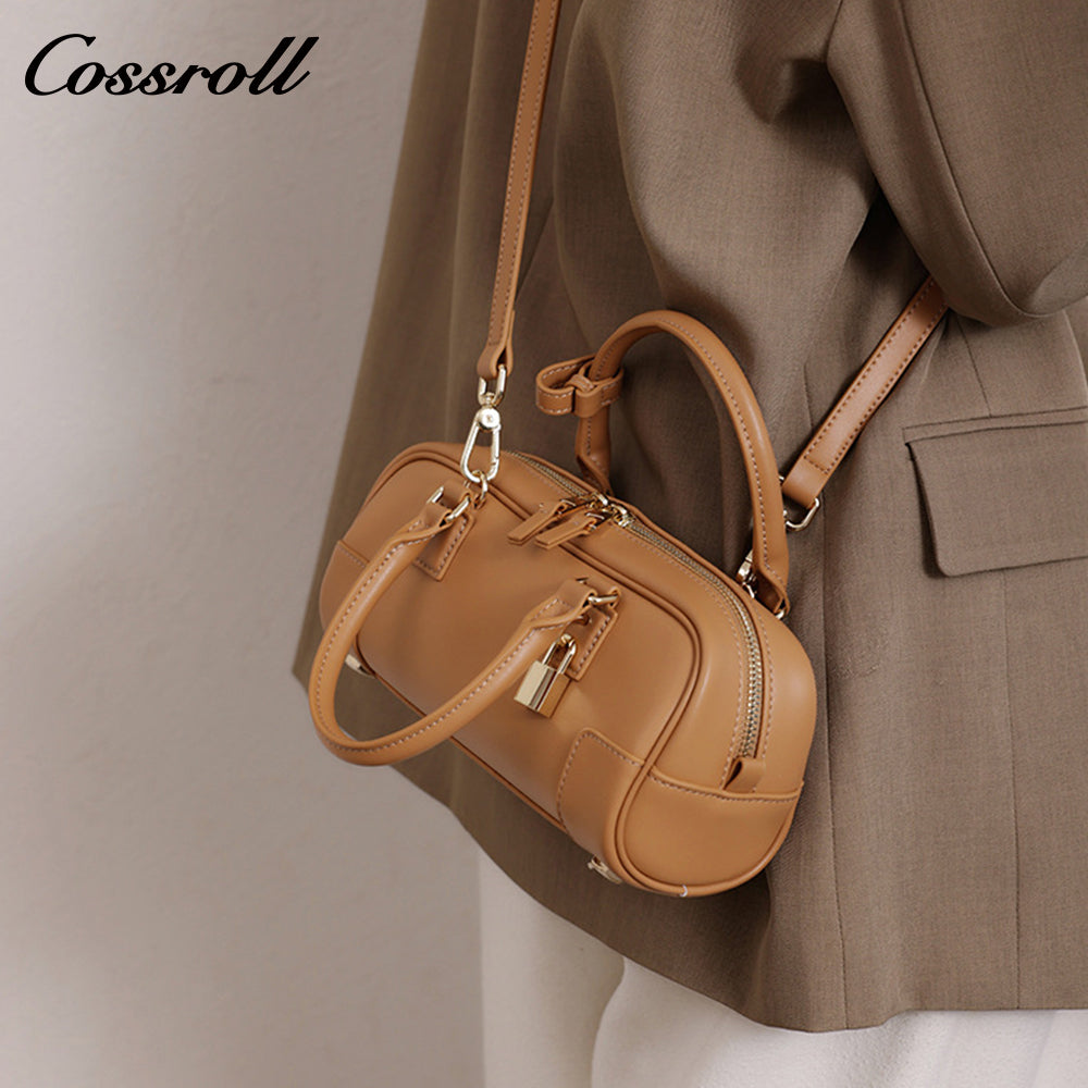 Genuine leather women's crossbody bag, new style cowhide Boston handbag