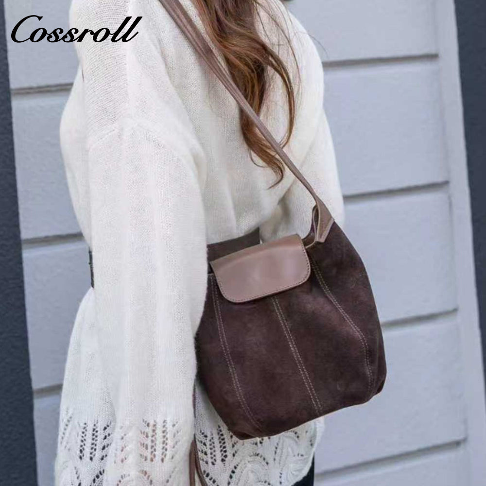 Suede Bucket Bag for Women, High-End Niche Design, Single Shoulder Underarm Crossbody Bag