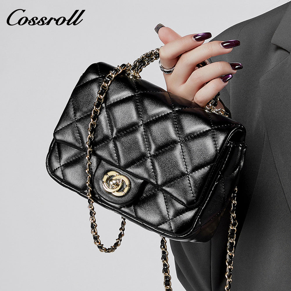 Small perfume style metal chain diamond lattice handbags versatile shoulder crossbody antique women's bag