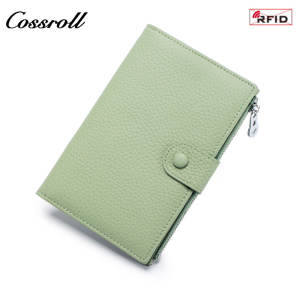 2024 new all-in-one leather passport wallet for men and women anti-theft brush ultra-thin ticket clip card wallet