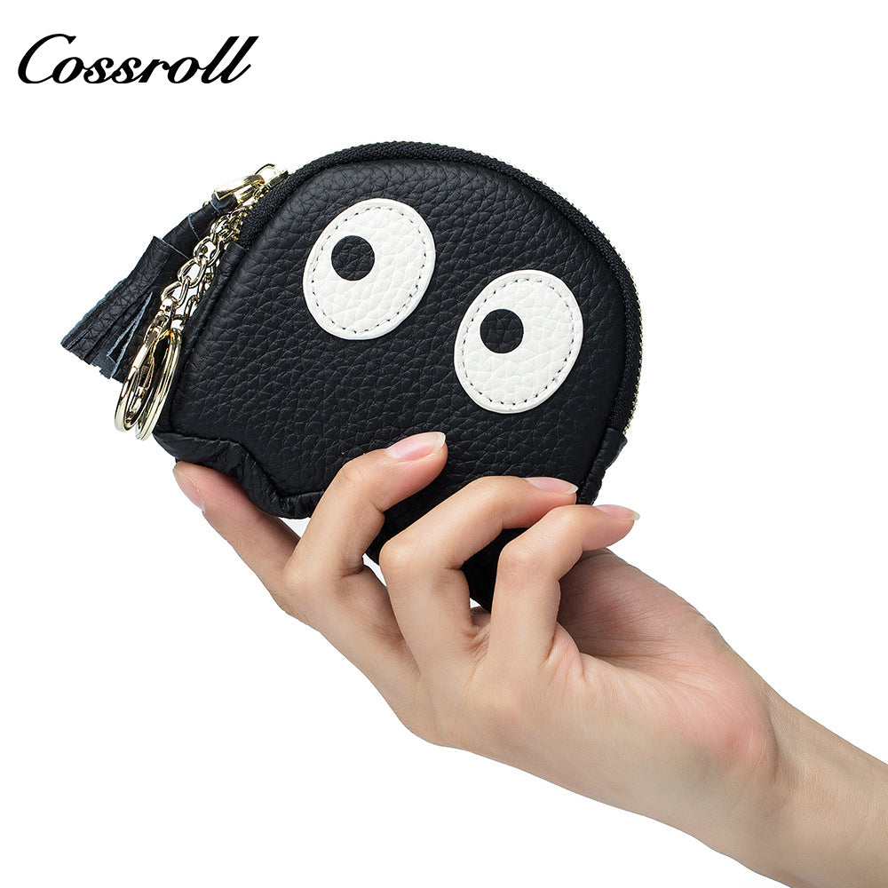 Cartoon cute coin purse leather coin bag niche top layer cowhide key wallet