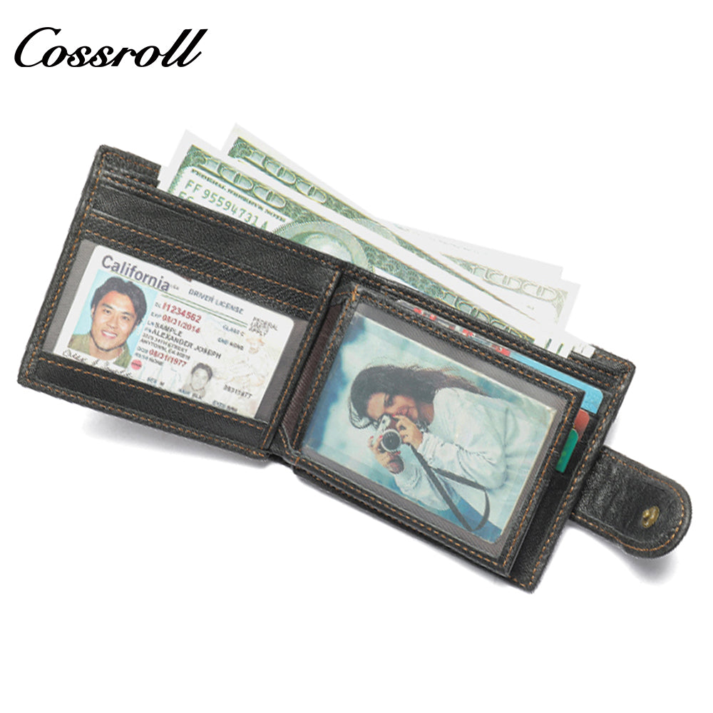 Men's Short Genuine Leather Clutch Dollar Clip Coin Purse Multifunctional Cowhide Card Case Leath