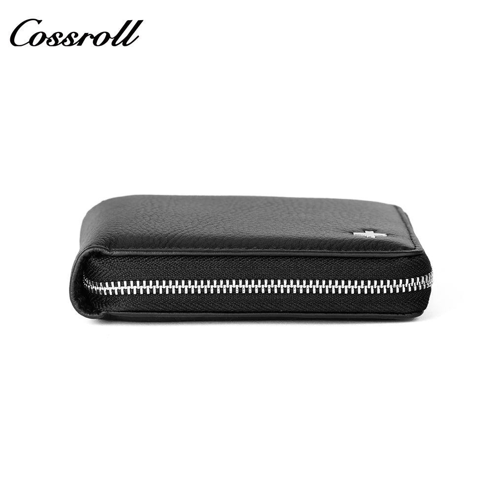 Men's multifunctional zipper card wallet money clip business simple men's leather wallet short wallet