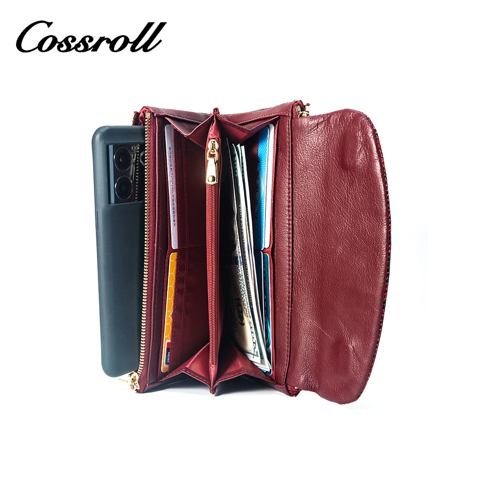 Factory direct sales of high quality luxury leather women python textured leather