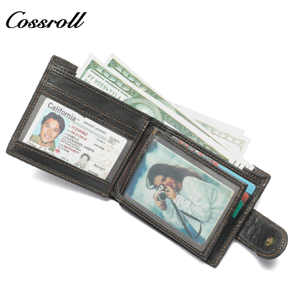 Short Genuine Leather Clutch Dollar Clip Coin Purse Multifunctional Cowhide Card Case Leather