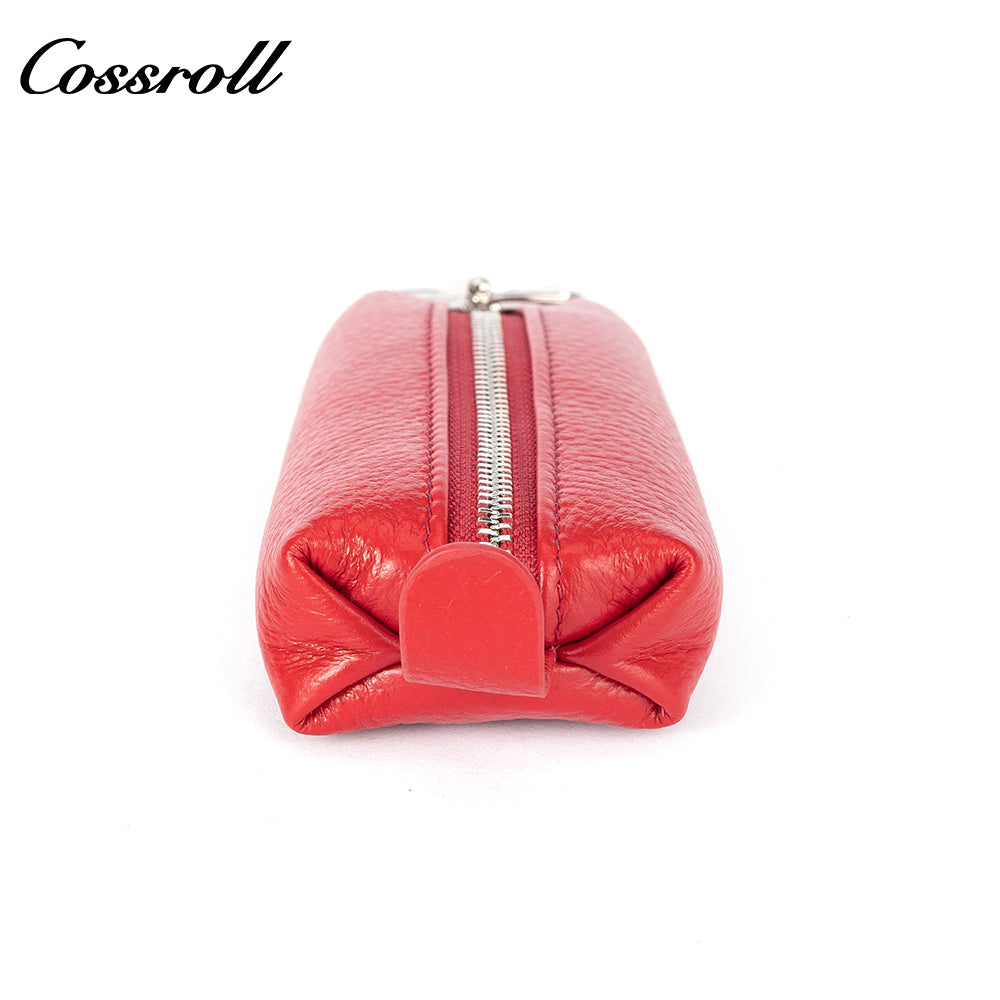 Factory custom zipper key bag Car key Ring Leather wallet Portable cowhide key chain set