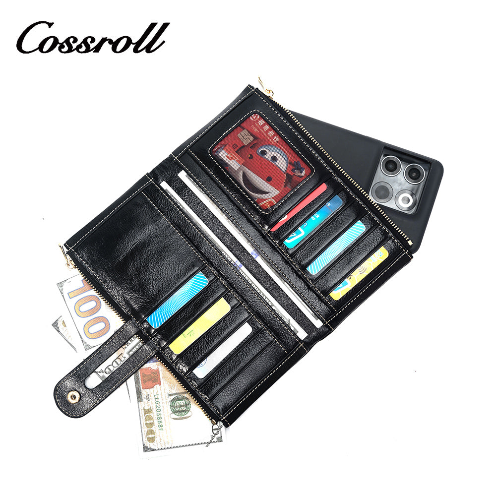 Long Wallet Unisex Leather Texture Money Belt Zipper